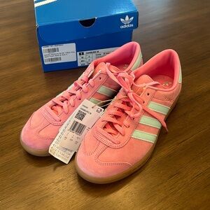 Adidas new in box Hamburg womens wide shoes “bliss pink semi-flash aqua & gum 3”